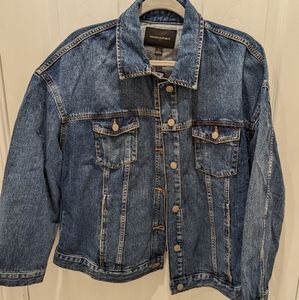 Oversized medium wash denim jacket